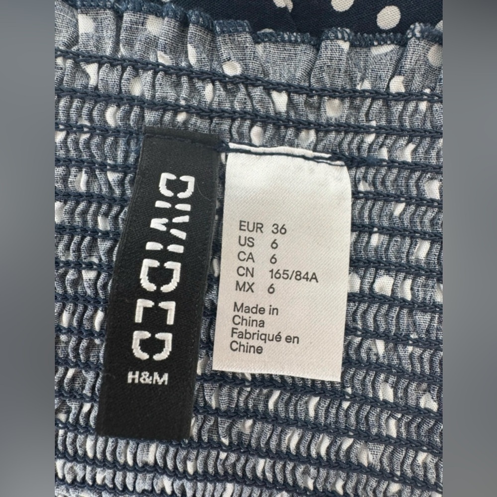 H&M Divided Navy Blue Polka Dot Dress Size 6 - Picture 7 of 8